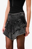 Mother Black Washed Denim Tiered Mini Skirt Size 25
