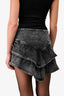 Mother Black Washed Denim Tiered Mini Skirt Size 25