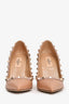 Valentino Nude Leather Rockstud Pointed Toe Heels Size 35