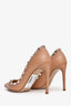 Valentino Nude Leather Rockstud Pointed Toe Heels Size 35