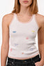 Pre-Loved Chanel™ 2021 White Graphic Printed Ribbed Tank Top Size 34