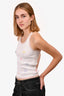Pre-Loved Chanel™ 2021 White Graphic Printed Ribbed Tank Top Size 34