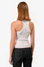 Pre-Loved Chanel™ 2021 White Graphic Printed Ribbed Tank Top Size 34