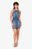 Moschino Jeans Blue Denim Faux Pearl Embellished Sleeveless Dress Size XS