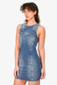 Moschino Jeans Blue Denim Faux Pearl Embellished Sleeveless Dress Size XS