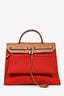 Hermès 2017 Red Canvas/Brown Leather Herbag 31