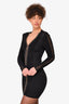 Balmain Black V-Neck Hook Closure Mini Dress Size 36