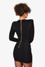 Balmain Black V-Neck Hook Closure Mini Dress Size 36