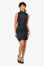 Balmain Black/Navy Shimmer Sleeveless Mini Dress Size 38