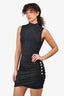 Balmain Black/Navy Shimmer Sleeveless Mini Dress Size 38