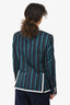 Thom Browne Green/Navy Striped Trim Detailed Blazer Jacket Size 2 Men
