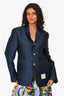 Thom Browne Navy Embroidered Patterened Blazer Jacket L Size Men