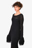 Rotate Birger Christensen Black Fringed Open Back 'Cille' Maxi Dress Size 6
