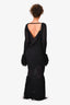 Rotate Birger Christensen Black Fringed Open Back 'Cille' Maxi Dress Size 6