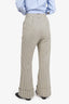 Smythe Cream/Black Grid Printed Wool Cuff Wide Trousers Size 4