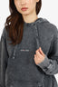 Saint Laurent Grey Acid Wash Logo Hoodie Size Small