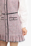 Maje Pink/White Tweed Ratri 2-in-1 Belted Mini Dress Size 38