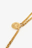 Celine Gold Tone Multi Chain Two Coin Brooch
