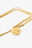 Celine Gold Tone Multi Chain Two Coin Brooch