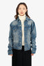 Balenciaga Blue 2017 Campaign Logo Denim Distressed Jacket Size 48