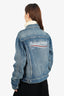 Balenciaga Blue 2017 Campaign Logo Denim Distressed Jacket Size 48