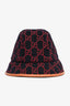 Gucci Navy/Burgundy GG Monogram Leather Trimmed Bucket Hat