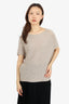 Velvet Taupe Wool/Cashmere Knit Short-Sleeve Sweater Size Petite