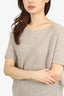 Velvet Taupe Wool/Cashmere Knit Short-Sleeve Sweater Size Petite