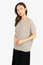 Velvet Taupe Wool/Cashmere Knit Short-Sleeve Sweater Size Petite