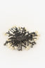 Pre-Loved Chanel™ 2010 Black/Faux Pearl Silver CC Brooch