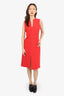 Victoria Victoria Beckham Coral Wool Blend Sleeveless Midi Dress With Belt Size 6 US