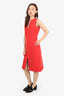 Victoria Victoria Beckham Coral Wool Blend Sleeveless Midi Dress With Belt Size 6 US