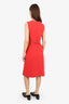 Victoria Victoria Beckham Coral Wool Blend Sleeveless Midi Dress With Belt Size 6 US