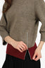 Dries Van Noten Speckled Grey/Red Wool Crewneck 3/4 Sleeve Sweater Size S