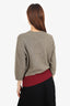Dries Van Noten Speckled Grey/Red Wool Crewneck 3/4 Sleeve Sweater Size S