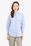 Brunello Cucinelli Blue Cotton Poplin Monili Bead Embellished Button-Up Shirt Size S
