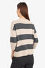 Brunello Cucinelli Beige/Grey Cashmere Knit 3/4 Sleeve Cardigan with Monili Bead Pocket Size M