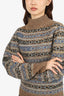 Isabel Marant Etoile Brown Printed Wool Mock Neck Sweater Size 38