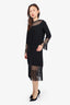 Valentino Runway Black Crepe Silk Macramé Dress Size 6 US
