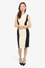 Christian Dior Cream/Black Sleeveless Virgin Wool Pencil Dress Size 6