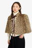 Vintage Brown Genuine Leopard Fur Shoulder Pad Cape