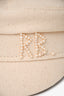 Ruslan Baginskiy Cream Cotton Faux Pearl Embellished Baker Boy Cap Size S