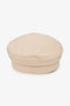 Ruslan Baginskiy Cream Cotton Faux Pearl Embellished Baker Boy Cap Size S