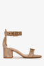 Gianvito Rossi Taupe Suede Buckle Ankle Strap Sandals Size 37.5