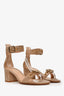 Gianvito Rossi Taupe Suede Buckle Ankle Strap Sandals Size 37.5