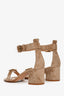 Gianvito Rossi Taupe Suede Buckle Ankle Strap Sandals Size 37.5