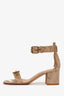 Gianvito Rossi Taupe Suede Buckle Ankle Strap Sandals Size 37.5