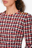 Balmain Red/Navy Tweed Mini Dress Size 38
