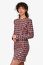 Balmain Red/Navy Tweed Mini Dress Size 38