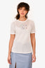 Pre-Loved Chanel™ White Crochet Embroidered CC T-Shirt Size 36